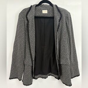 Chicos Ruffle Trim Herringbone Ponte Blazer Woman Size xl